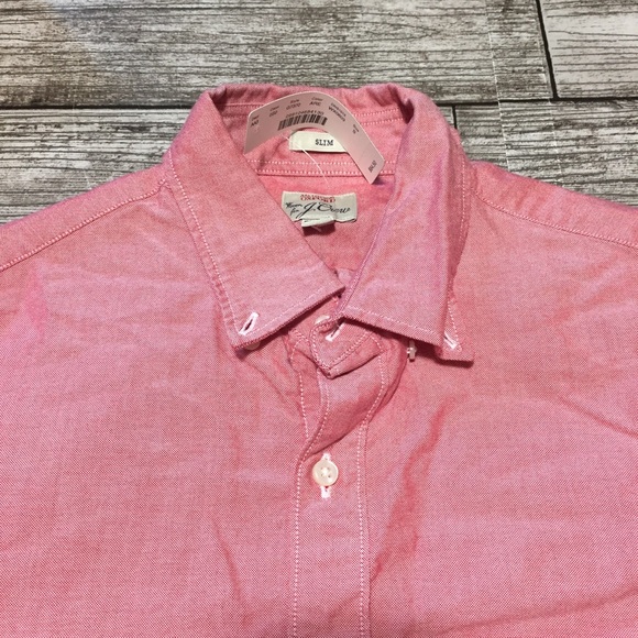 J Crew Slim All Cotton Oxford Button Up Shirt Men’s S Red Pink Casual - Picture 6 of 8